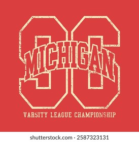 Vintage typography college united states of america state varsity league championship retro number slogan colorful print for graphic tee t shirt or sweatshirt hoodie - Vector