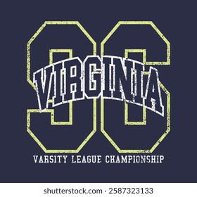 Vintage typography college united states of america state varsity league championship retro number slogan colorful print for graphic tee t shirt or sweatshirt hoodie - Vector