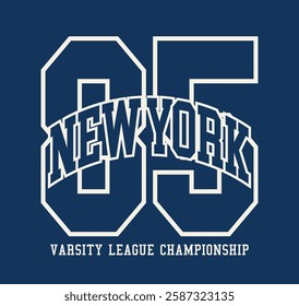 Vintage typography college united states of america state varsity league championship retro number slogan colorful print for graphic tee t shirt or sweatshirt hoodie - Vector