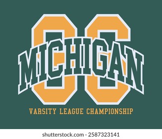 Vintage typography college united states of america state varsity league championship retro number slogan colorful print for graphic tee t shirt or sweatshirt hoodie - Vector