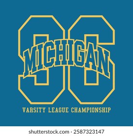 Vintage typography college united states of america state varsity league championship retro number slogan colorful print for graphic tee t shirt or sweatshirt hoodie - Vector