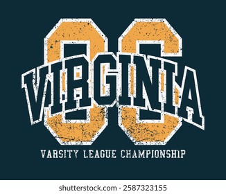 Vintage typography college united states of america state varsity league championship retro number slogan colorful print for graphic tee t shirt or sweatshirt hoodie - Vector