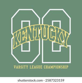 Vintage typography college united states of america state varsity league championship retro number slogan colorful print for graphic tee t shirt or sweatshirt hoodie - Vector