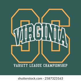 Vintage typography college united states of america state varsity league championship retro number slogan colorful print for graphic tee t shirt or sweatshirt hoodie - Vector