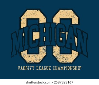 Vintage typography college united states of america state varsity league championship retro number slogan colorful print for graphic tee t shirt or sweatshirt hoodie - Vector