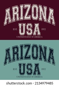 Vintage typography college varsity arizona usa state slogan print with grunge effect for graphic tee t shirt or sweatshirt - Vector