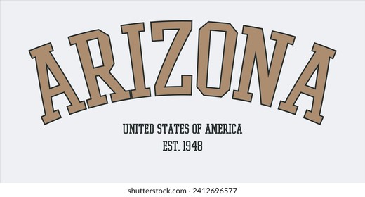 Vintage typography college varsity Arizona united states of america slogan print for graphic tee t shirt or sweatshirt - Vector