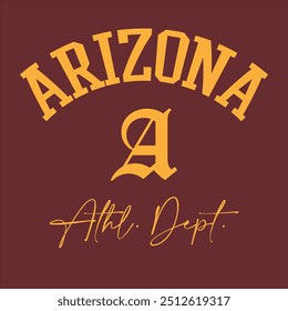 Vintage tipografia faculdade varsity Arizona slogan imprimir para camiseta t gráfico ou moletom - Vetor