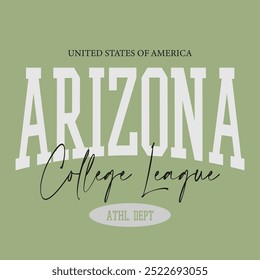 Vintage typography college varsity Arizona college league slogan print for graphic tee t shirt or sweatshirt - Vector