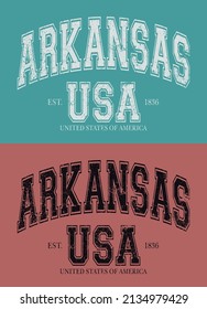 Vintage typography college varsity arkansas usa state slogan print with grunge effect for graphic tee t shirt or sweatshirt - Vector
