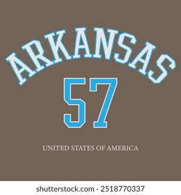 Vintage typography college varsity Arkansas slogan print for graphic tee t shirt or sweatshirt - Vector