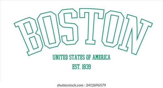 Vintage typography college varsity Boston united states of america slogan print for graphic tee t shirt or sweatshirt - Vector