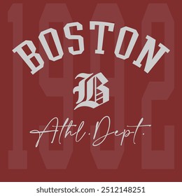 Vintage typography college varsity Boston slogan print for graphic tee t shirt or sweatshirt - Vector