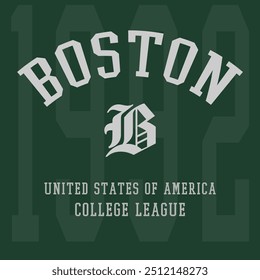 Antiguas typography college varsity Boston slogan print para camiseta gráfica o sudadera - Vector