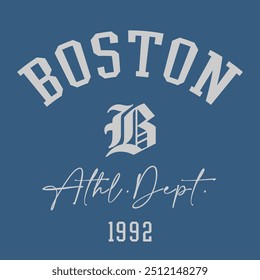 Vintage typography college varsity Boston slogan print for graphic tee t shirt or sweatshirt - Vector