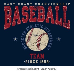 Vintage typography college varsity brooklyn athletic department baseball team slogan print for graphic tee t shirt or sweatshirt - Vector