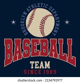 Vintage typography college varsity brooklyn athletic department baseball team slogan print for graphic tee t shirt or sweatshirt - Vector