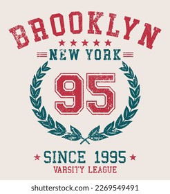 Vintage Typografie College variante brooklyn neue york Slogan-Druck mit Grunge-Effekt für grafisches T-Shirt oder Sweatshirt - Vektorgrafik