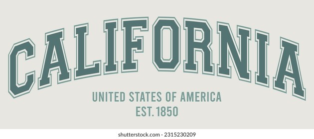 Vintage typography college varsity california united states of america slogan print for graphic tee t shirt or sweatshirt - Vector