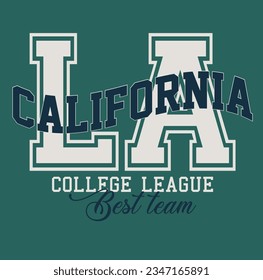 Vintage typography college varsity California LA slogan print for graphic tee t shirt or sweatshirt - Vector