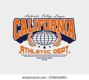 Vintage typography college, varsity california state slogan print for streetwear and urban style t-shirts design, hoodies, etc