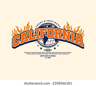 Vintage typography college, varsity california state slogan print for streetwear and urban style t-shirts design, hoodies, etc