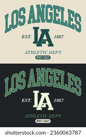 Vintage typography college varsity California Los Angeles Athletic Department slogan print for graphic tee t shirt or sweatshirt hoodie - Vector