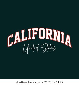 Vintage typography college varsity california united states of america slogan print for graphic tee t shirt or sweatshirt - Vector