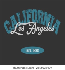 Vintage typography college varsity California - Los Angeles slogan print for graphic tee t shirt or sweatshirt - Vector