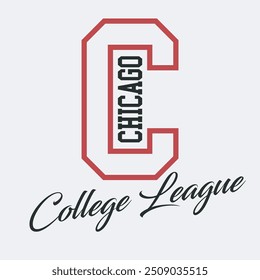 Vintage tipografia faculdade colégio escola Chicago liga slogan imprimir para T-shirt gráfico ou moletom - Vetor