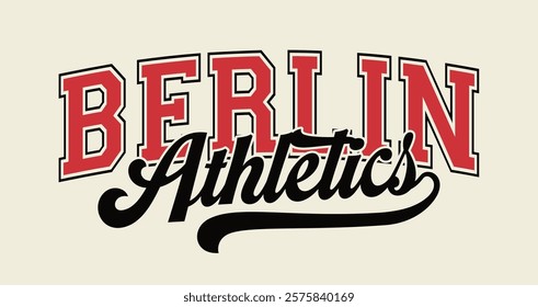 Vintage typography college varsity city athletics slogan print with calligraphy text swoosh for graphic tee t shirt or sweatshirt hoodie - Vector