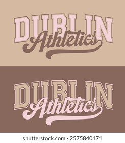 Vintage typography college varsity city athletics slogan print with calligraphy text swoosh for graphic tee t shirt or sweatshirt hoodie - Vector