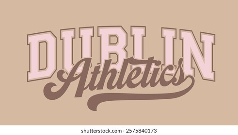 Vintage typography college varsity city athletics slogan print with calligraphy text swoosh for graphic tee t shirt or sweatshirt hoodie - Vector