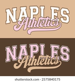 Vintage typography college varsity city athletics slogan print with calligraphy text swoosh for graphic tee t shirt or sweatshirt hoodie - Vector