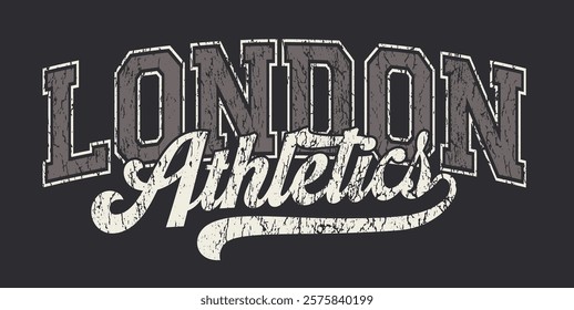 Vintage typography college varsity city athletics slogan print with calligraphy text swoosh for graphic tee t shirt or sweatshirt hoodie - Vector