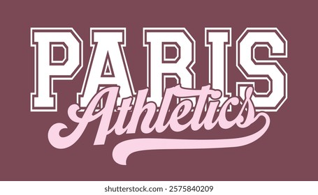 Vintage typography college varsity city athletics slogan print with calligraphy text swoosh for graphic tee t shirt or sweatshirt hoodie - Vector