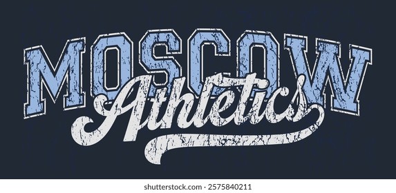 Vintage typography college varsity city athletics slogan print with calligraphy text swoosh for graphic tee t shirt or sweatshirt hoodie - Vector