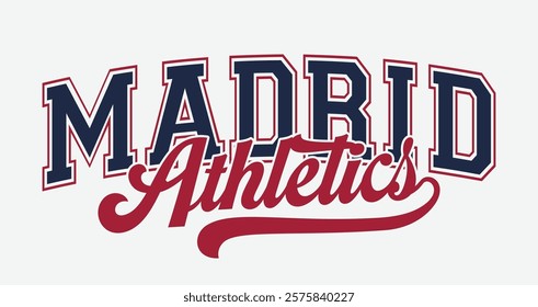 Vintage typography college varsity city athletics slogan print with calligraphy text swoosh for graphic tee t shirt or sweatshirt hoodie - Vector