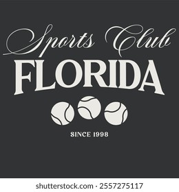 Vintage typography college varsity florida slogan print for graphic tee t shirt or sweatshirt - Vector