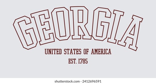 Vintage typography college varsity Georgia united states of america slogan print for graphic tee t shirt or sweatshirt - Vector