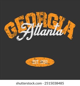 Vintage typography college varsity Georgia - Atlanta slogan print para camiseta ou moletom gráfico - Vetor