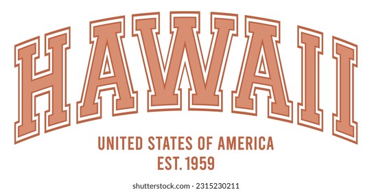 Vintage typography college varsity hawaii united states of america slogan print for graphic tee t shirt or sweatshirt - Vector