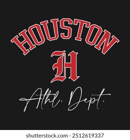 Vintage tipografia faculdade varsity Houston slogan impressão para camiseta ou moletom - Vetor