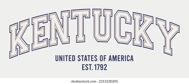 Vintage typography college varsity kentucky united states of america slogan print for graphic tee t shirt or sweatshirt - Vector