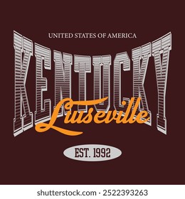 Vintage typography college varsity Kentucky - Luiseville slogan print for graphic tee t shirt or sweatshirt - Vector