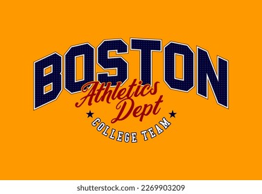 Vintage typography college varsity lboston slogan print for graphic tee t shirt or sweatshirt
