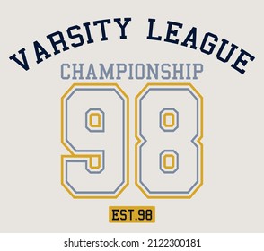 Vintage typography college varsity  league championship slogan print for graphic tee t shirt or swaetshirt - Vector