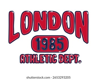Vintage typography college varsity london athletic slogan print with baroque floral lettering type for graphic tee t shirt or sweatshirt hoodie - Vector illustration art