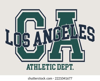 Vintage typography college varsity los angeles california state slogan print for graphic tee t shirt or sweatshirt - Vector