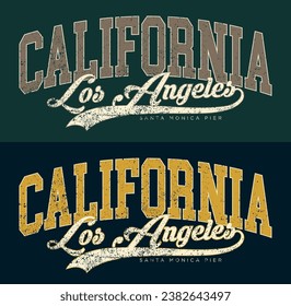 Vintage Typografie College varsity los angeles city california state slogan print for Graphic tee t shirt or sweshirt hoodie - Vector